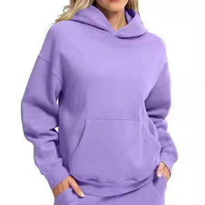 Women Long Oversized <b>Hoodie</b> <b>Velour</b> Fabric Loose Casual Fit Comfortable Winter Street Wear Front Logo - Product Image 4