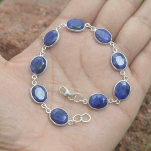 Faceted Blue <b>Sapphire</b> 925 Sterling Silver <b>Tennis</b> Gemstone Adjustable Luxury Glowing GIA Certified <b>Bracelet</b> Handmade Women - Product Image 5