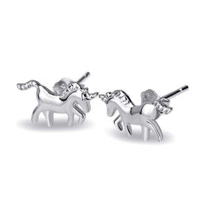 Orecchini a Perno Classici e Graziosi in Argento Sterling Placcato Oro con Unicorno, Perla e Diamante Incastonati, Ideali per Regalo o Anniversario - Product Image 1