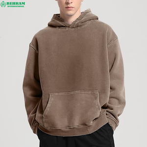 2026 Custom Logo Fleece Embroidery Breathable Acid Washed Plain Cotton Men's Winter Lined Eco-Friendly Pullover <b>Hoodie</b> Soft <b>Long</b> - Product Image 1