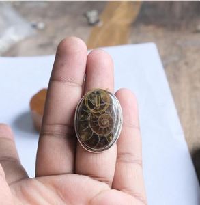 Ammonite Fossil Ring 925 Sterling Silver Ring Rose Gold Yellow Gold Plated Ring <b>Large</b> <b>Stone</b> Ring Fossil Ring - Product Image 6