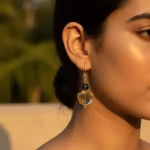 Boucles d'oreilles pendantes en argent 925 plaqué or rose avec diamants et zircons pour femmes - Product Image 1