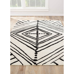 Alfombra Contour Ivory de Lana y Viscosa Hecha a Mano con Diseño Geométrico y Abstracto para Sala de Estar, Pasillo -Taq-4022 - Product Image 2