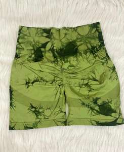 Customized Women's High Elastic Waist Nylon Spandex Sports Shorts Solid Pattern Gym Fitness Yoga <b>Leggings</b> - Product Image 6