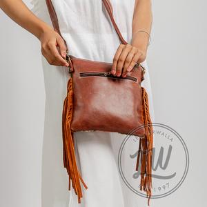 LW 2024Fashion Handmade Vintage Style Genuine Leather <b>Sling</b> Bag Single-<b>Shoulder</b> Fashionable Vintage Style Spring Summer Winter - Product Image 3