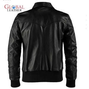Chaqueta de Cuero de Piel de Oveja Personalizada para Hombre, Estilo Urbano, Invierno, Cuello Alto, Impermeable, Transpirable, Servicio OEM - Product Image 2