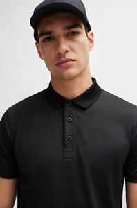 Venta al por mayor logotipo personalizado de manga corta para hombres para Polo camiseta de color negro sólido con logotipo personalizado - Product Image 2