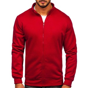 100% algodón polar diseño de moda OEM Logo algodón sólido rojo cremallera completa cuello alto chaqueta térmica para hombre - Product Image 5