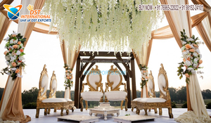 Chaises de mariage ouvertes en bois Mandap Vidhi Chaises de mariage indien traditionnel Chaises de Sankheda Mandap Nouveau design Meubles de mariage Mandap UK - Product Image 5