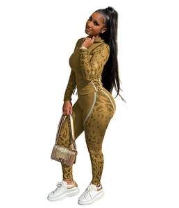 Survêtement d'hiver pour femmes de haute qualité, fermeture éclair unie, pantalon ample à taille haute élastique, hauts, ensemble deux pièces - Product Image 5