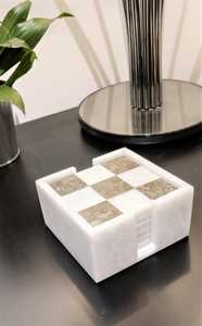 ชุดจานรองแก้วลายหินอ่อนสีขาวเทา 6 ชิ้น ทำด้วยมือจากหินธรรมชาติ - Product Image 6