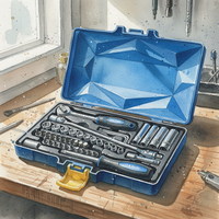 ITA Tools – Jeu de clés à douilles en matériau CV finition mate, à commande manuelle, avec douilles profondes et porte-embouts, coffret rigide, 1/4 po, 49 pièces, OEM