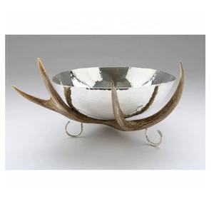 Bol en cuivre de haute qualité avec support en bois de cerf, vaisselle décorative artisanale, élégant bol à noix et à en-cas au prix de gros - Product Image 6