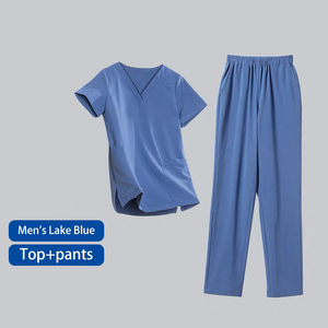 Short Sleeve Nurse <b>Scrub</b> Uniforms Hospital Medical <b>Scrubs</b> <b>Sets</b> with Stand Collar Made of Spandex - Product Image 2