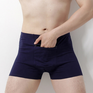 Calzoncillos de tiro medio para hombre con logotipo personalizado, Bóxer transpirable de algodón antibacteriano con cremallera, ropa interior informal de corte holgado de talla grande - Product Image 6