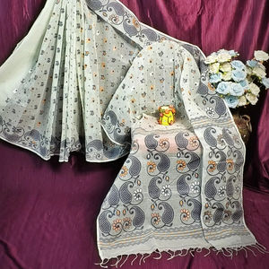 Sari Jamdani Tangile léger et à séchage rapide, idéal pour l'été, tissé écologique 500 GRM, robe pour femmes et jeunes filles, mariages - Product Image 1