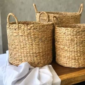Panier de jacinthe d'eau écologique fait à la main naturel léger Durable organisateur de stockage décoratif en gros - Product Image 6