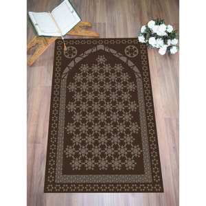 Alfombra de Oración Islámica Marrón: Elegante Alfombra Musulmana Antideslizante, Alfombra Delgada Sin Tejer - Product Image 5