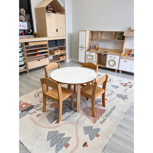 Table pour enfants Structure en bois confortable et polyvalente Table ronde pour enfants Meubles stratifiés pour EN71-3 de maternelle - Product Image 3