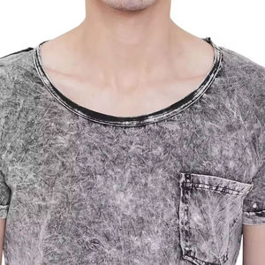 Plain Dyed Men's Acid Wash <b>T</b>-<b>Shirt</b> <b>with</b> <b>Pocket</b> Breathable 100% Cotton High Quality Streetwear Casual <b>Shirts</b> - Product Image 6