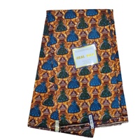Tela africana de lona encerada con estampado Dobby dorado, transpirable y ecológica, de cera auténtica etíope OEM, para niñas y niños.
