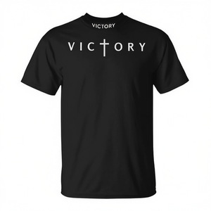 T-Shirt Minimalista con Croce Vittoriosa, Abbigliamento Religioso Cristiano Promozionale - Product Image 2