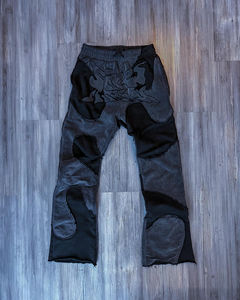 Ensemble de survêtement à capuche évasé de qualité supérieure, léger, délavé à l'acide, avec broderie vieillie et strass, pour homme, style streetwear hiver, vente en gros - Product Image 5