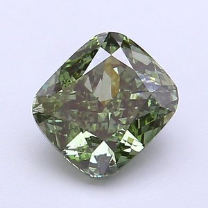 Cushion 2.01ct SI1 Fancy <b>Vivid</b> Green Lab Grown Diamond - Product Image 1