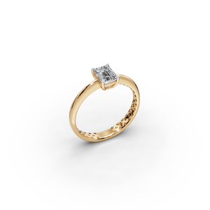 Anillo de compromiso de oro amarillo con diamante cultivado en laboratorio de corte esmeralda de 0.75 ct, 1 pieza, certificado IGI - Product Image 4