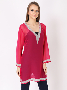 Nueva llegada blusas elegantes de las mujeres Ropa de playa Vacaciones Kurti Top Bordado hecho a mano Calidad Premium Ropa de fiesta de club de noche - Product Image 2