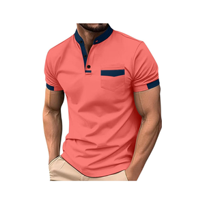 Camisetas de Polo de manga corta para hombre al por mayor, camisetas de golf de punto liso transpirable de algodón 100%, patrón sólido - Product Image 6