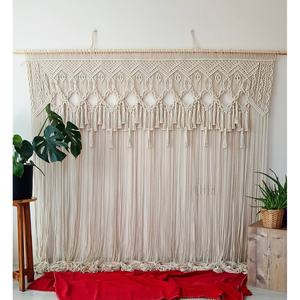 Handmade Large Cotton Curtain with Abstract Bohemian Design <b>Wall</b> Hanging for Wedding Decor or Home Rattan <b>Framed</b> Backdrop - Product Image 2