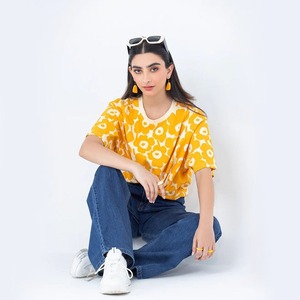 À la mode partout impression 190 GSM coton été vêtements quotidiens surdimensionné femmes t-shirt à la mode à manches courtes bébé t-shirt sonnerie t-shirt - Product Image 3