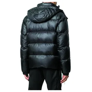 Men's Winter Hooded Puffer Jacket Thick Down Filled Windproof Zipper Closure Casual Style Solid <b>Colour</b> Nylon Shell - Product Image 3
