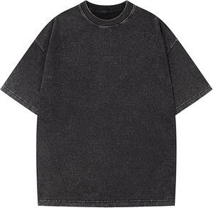 T-shirt en maille vintage délavé au soleil avec logo personnalisé, coupe ample à épaules tombantes, style rétro, collection 2026 - Product Image 3