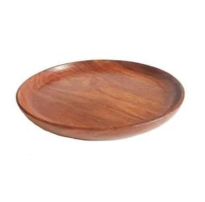 Best Acacia <b>Wooden</b> Dinner Plates Round Wood <b>Serving</b> Tray <b>Wooden</b> <b>Platter</b> for Food Vegetable Salad Used. - Product Image 1