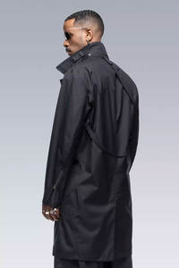 Nouvelle arrivée hommes Cyberpunk Style toile mince veste respirant noir à capuche imperméable Streetwear longue longueur acronymes conception - Product Image 6