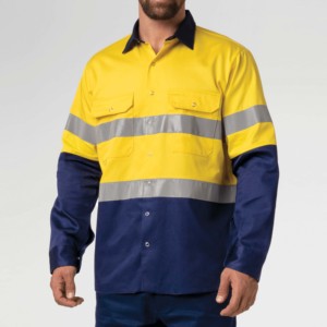 Hi Viz Logotipo personalizado para hombres para Polos Tiras reflectantes de manga larga Ropa DE SEGURIDAD Cuello de contraste de retazos de alta visibilidad - Product Image 4