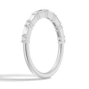 9K Gold Wedding Band with Emerald Cut Moissanite Diamond Elegant Moissanite <b>Rings</b> - Product Image 6