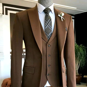 LATEST-BEAUTIFUL BROWN BLAZER,WHITE SHIRT & <b>PANT</b> TUXEDO 3 PIECE SUITS WITH HIGH QUALITY of FABRICS for PARTY-WEAR/WEDDING=2024 - Product Image 1