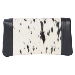 Speckly Logo personnalisé fermeture éclair bouton bracelet gland doux pli portefeuille noir blanc motif peau de vache manipulé doublure en polyester - Product Image 1