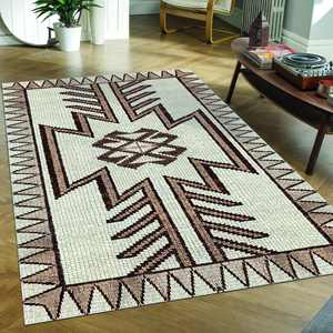 Geometric Vintage Pattern Printed <b>Rug</b>, Brown <b>Boho</b> Turkish Design, Anti-Slip Small <b>Rug</b>,Goblen <b>Rug</b> - Product Image 2