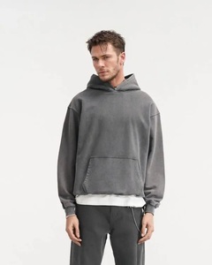 Venta al por mayor para hombre Sudadera con capucha de invierno de gran tamaño Boxy ZipUp personalizado bordado Sudadera con capucha de peso pesado Vintage lavado con cremallera para hombres/mujeres - Product Image 4