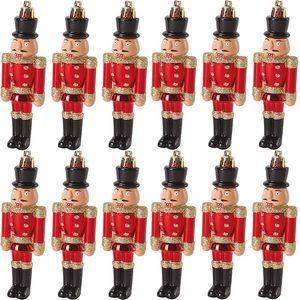 12 casse-noisette de Noël or rouge 13cm soldats en plastique pour décorations d'arbre cadeaux de fête et ornements - Product Image 1