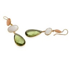 พลอยโมราสีเขียวอเมทิสต์,ต่างหูเงินทรงกลมและรูปลูกแพร์925 - Product Image 1