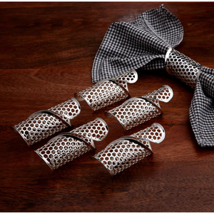 Lot de 4 ronds de serviette en or de luxe, porte-serviettes en métal géométrique moderne, accessoires de vaisselle pour la décoration de mariage et de salle à manger - Product Image 3