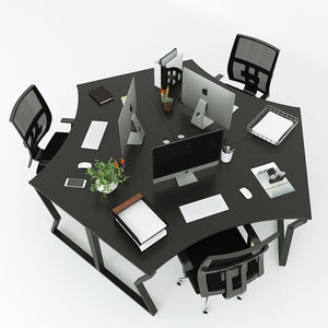 โต๊ะทำงาน 3 ที่นั่งทันสมัย ปรับมุมได้ 120 องศา ขาโลหะ ทำจากไม้ยางพารา - Product Image 2