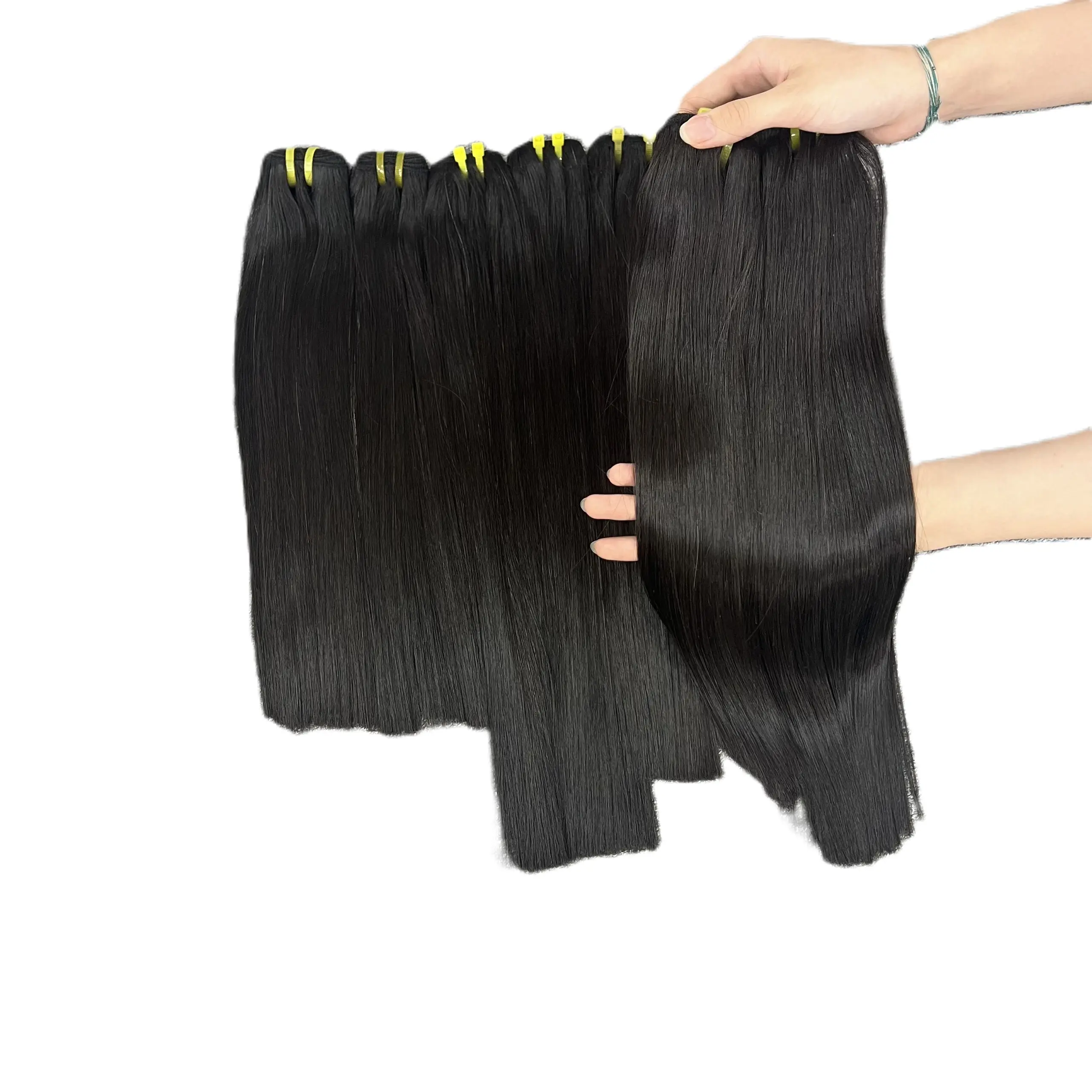 Лидер продаж: прямые волосы с костями-оптовая продажа, необработанные волосы, большой запас 100% человеческих волос из Вьетнама