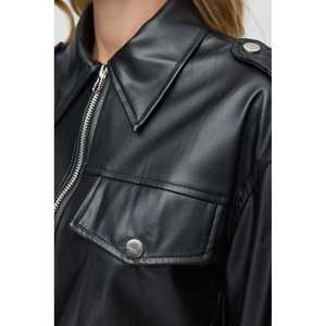 แจ็คเก็ตคอกลมหนังเทียมสำหรับใส่ทุกวัน - Product Image 4