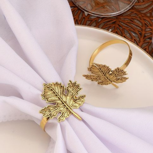 Servilleteros de metal con diseño de hoja de oro brillante recién llegados, decoraciones de mesa de tendencia para fiestas - Product Image 2